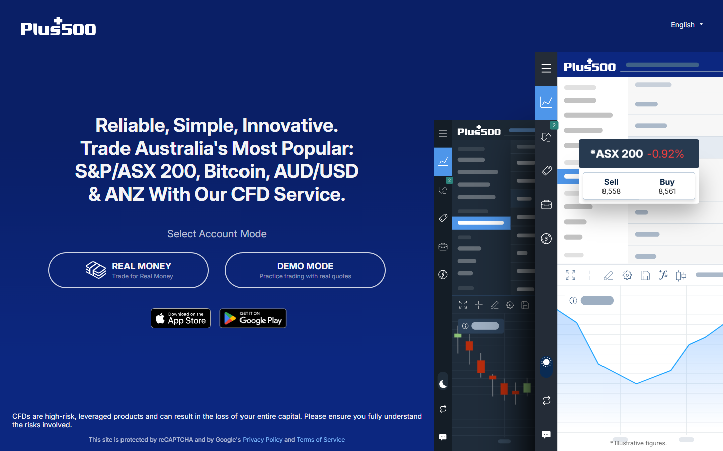 plus500 review trading platform interface showing live ASX 200 buy sell prices