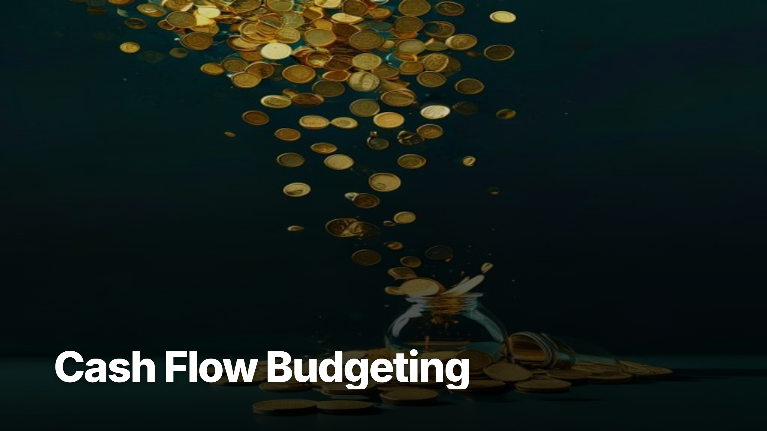 Cash flow budgeting: coins flowing into a savings jar