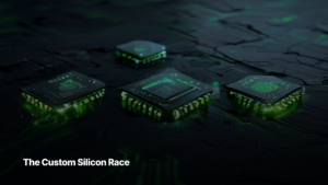 Custom silicon race comparison — five hyperscaler AI chips on dark slate