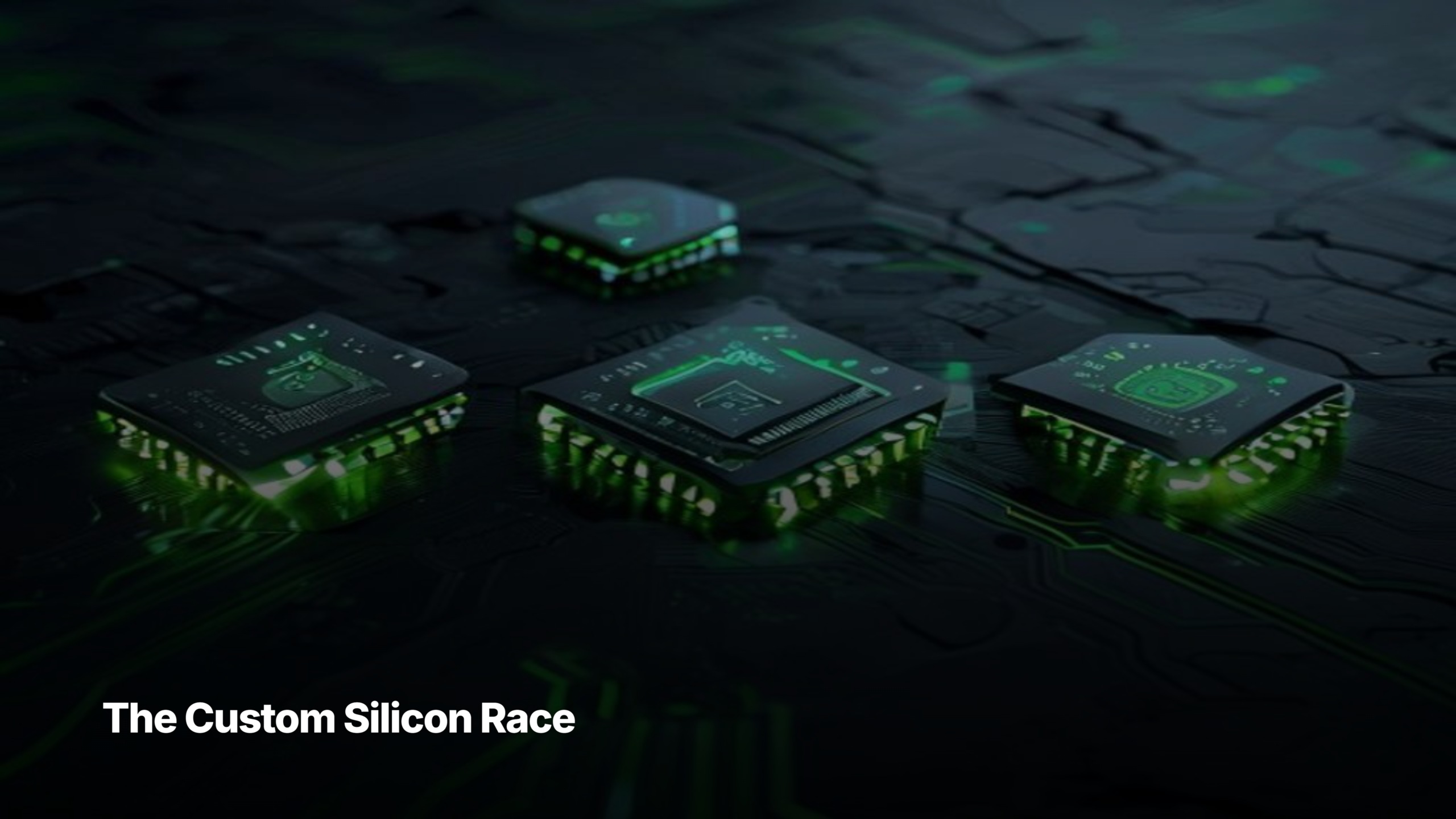 Custom silicon race comparison — five hyperscaler AI chips on dark slate