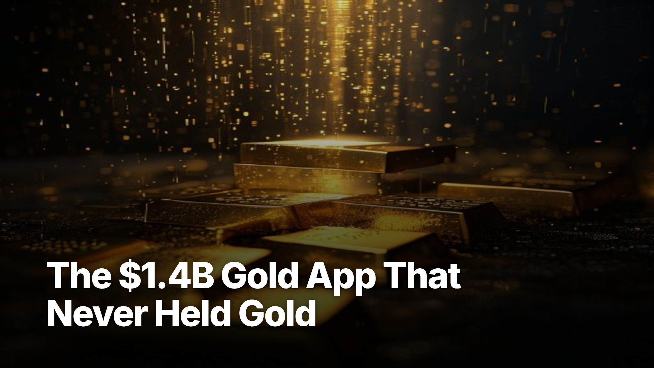 China gold scandal — JWR app interface dissolving into pixels representing the $1.4B claim-without-custody collapse