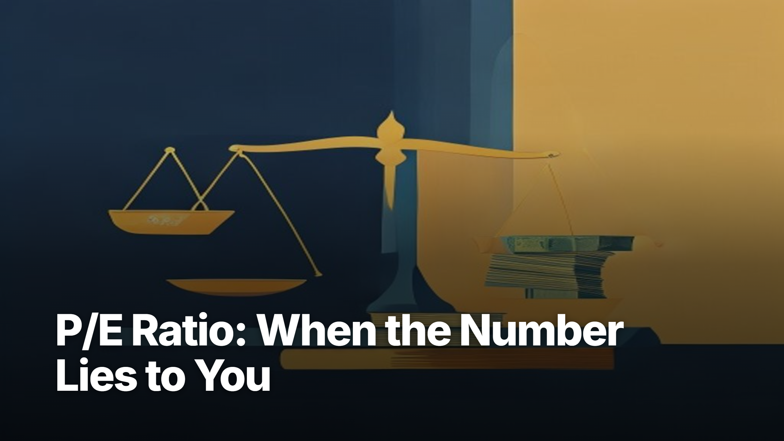 What is PE ratio explained: balance scale weighing a price tag against earnings