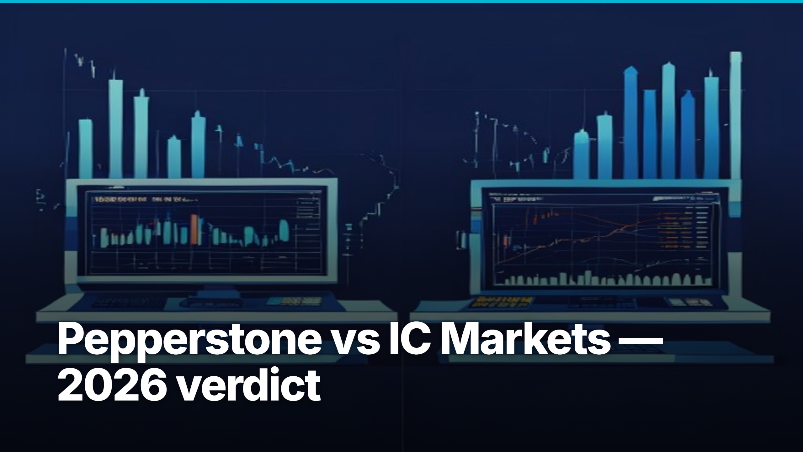 Editorial illustration depicting the Pepperstone vs IC Markets head-to-head comparison