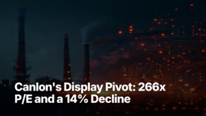 Canlon display pivot — 266x P/E editorial hero illustration