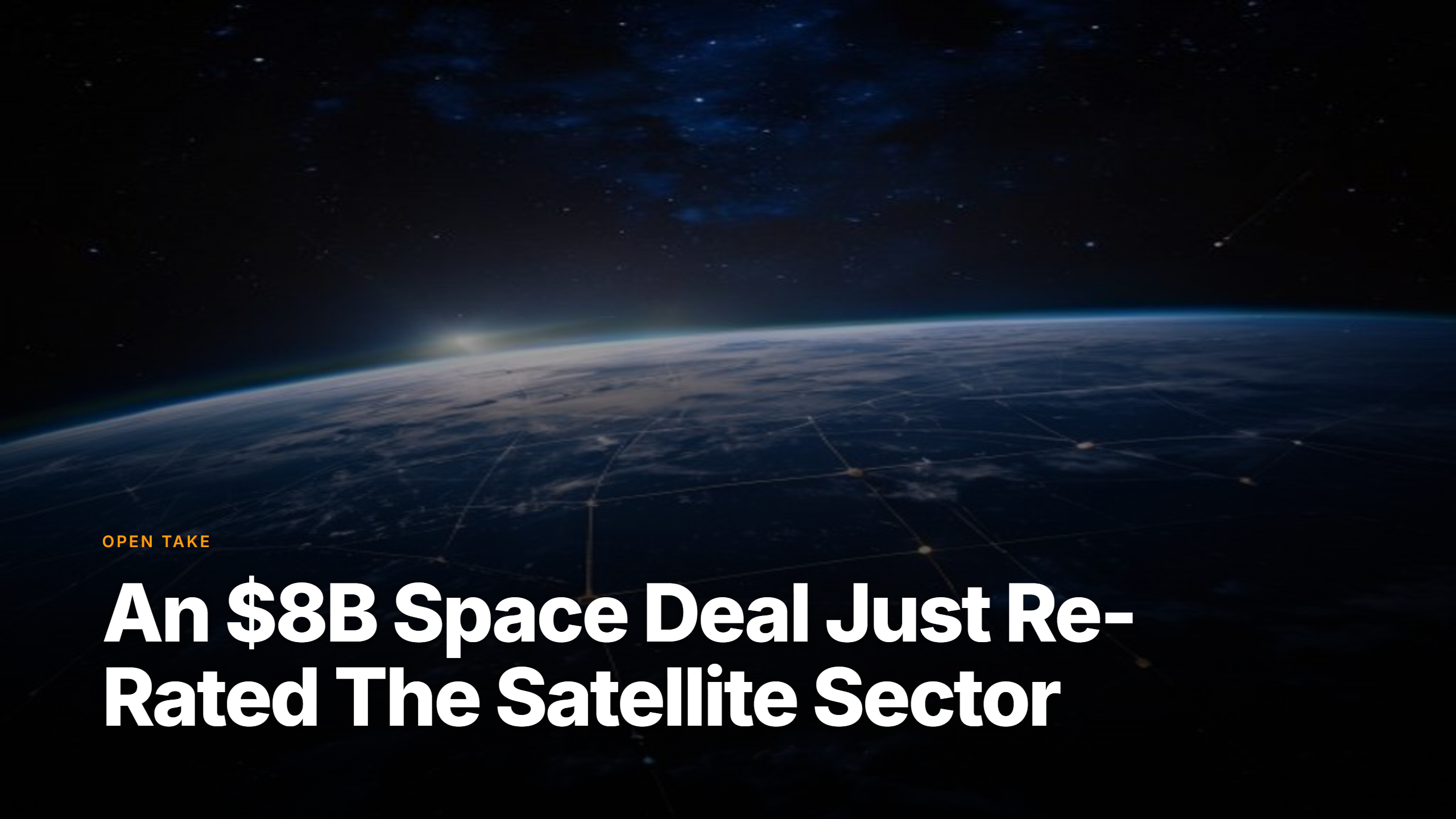 Satellite constellation cinematic render, marking Rocket Lab $8B Iridium acquisition open take