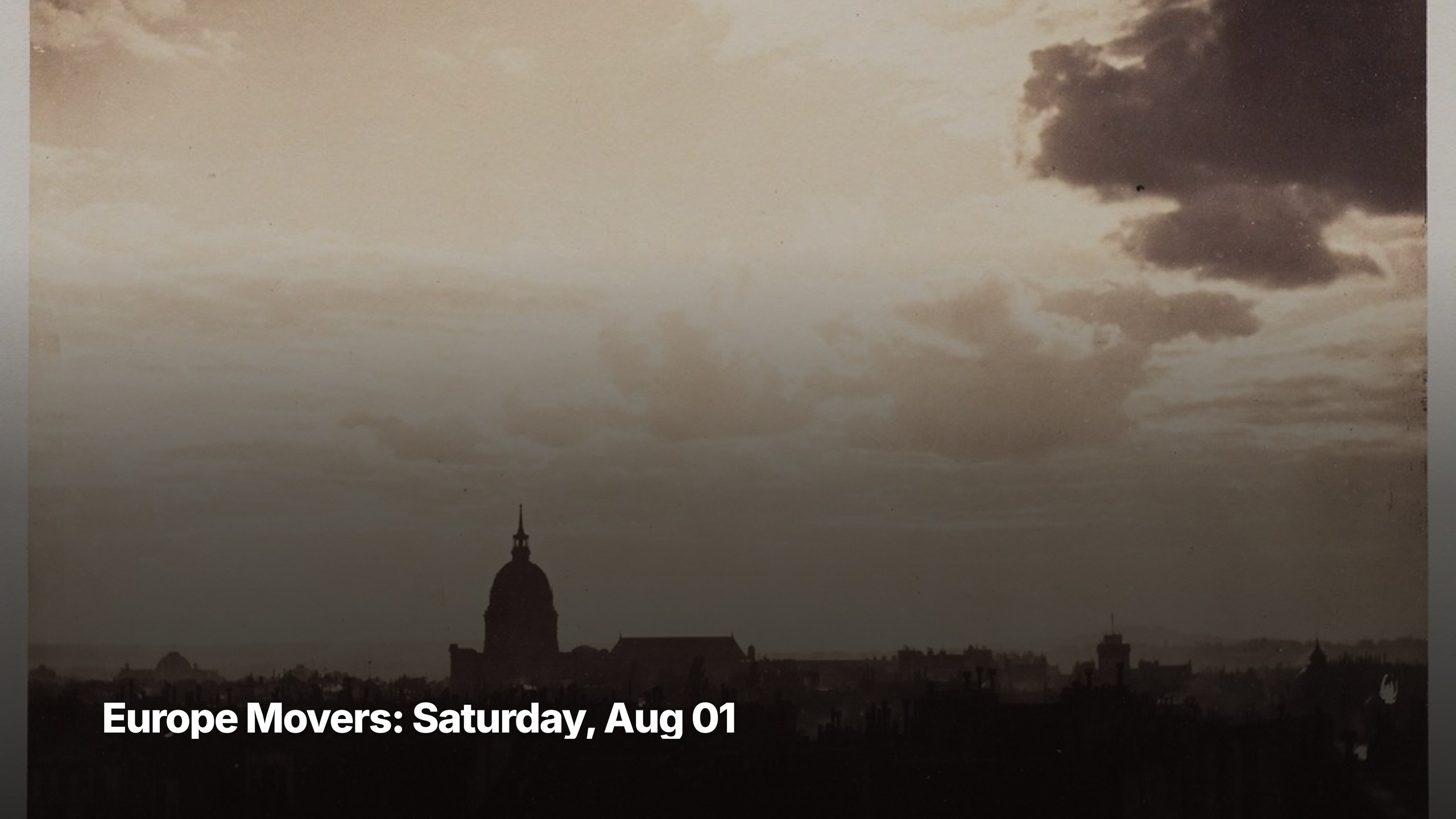 Europe top movers cover image for August 01, 2026